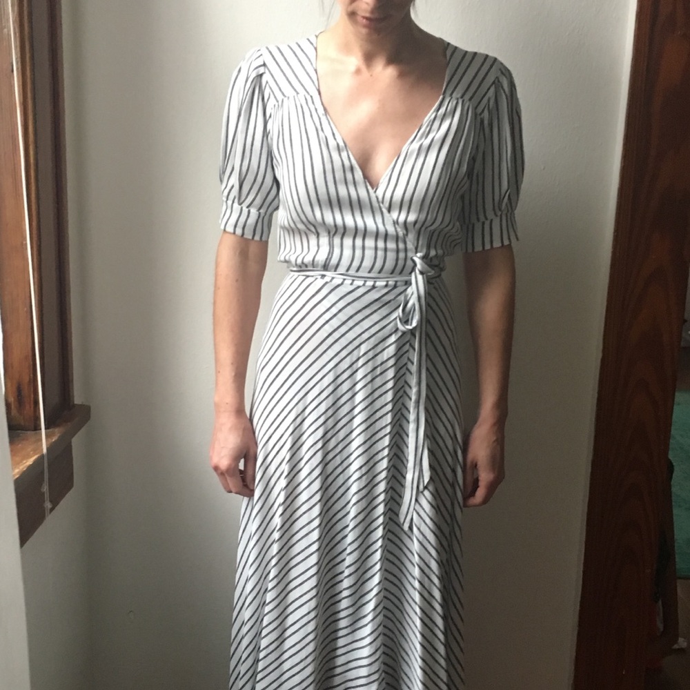 Reformation wrap dress midi length